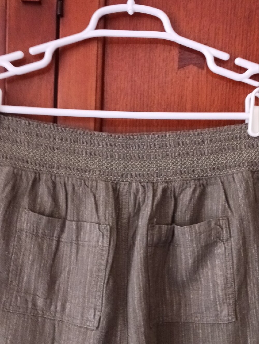 Briggs New York- Olive Green High-Waist Smocked Shorts - Picture 7 of 12